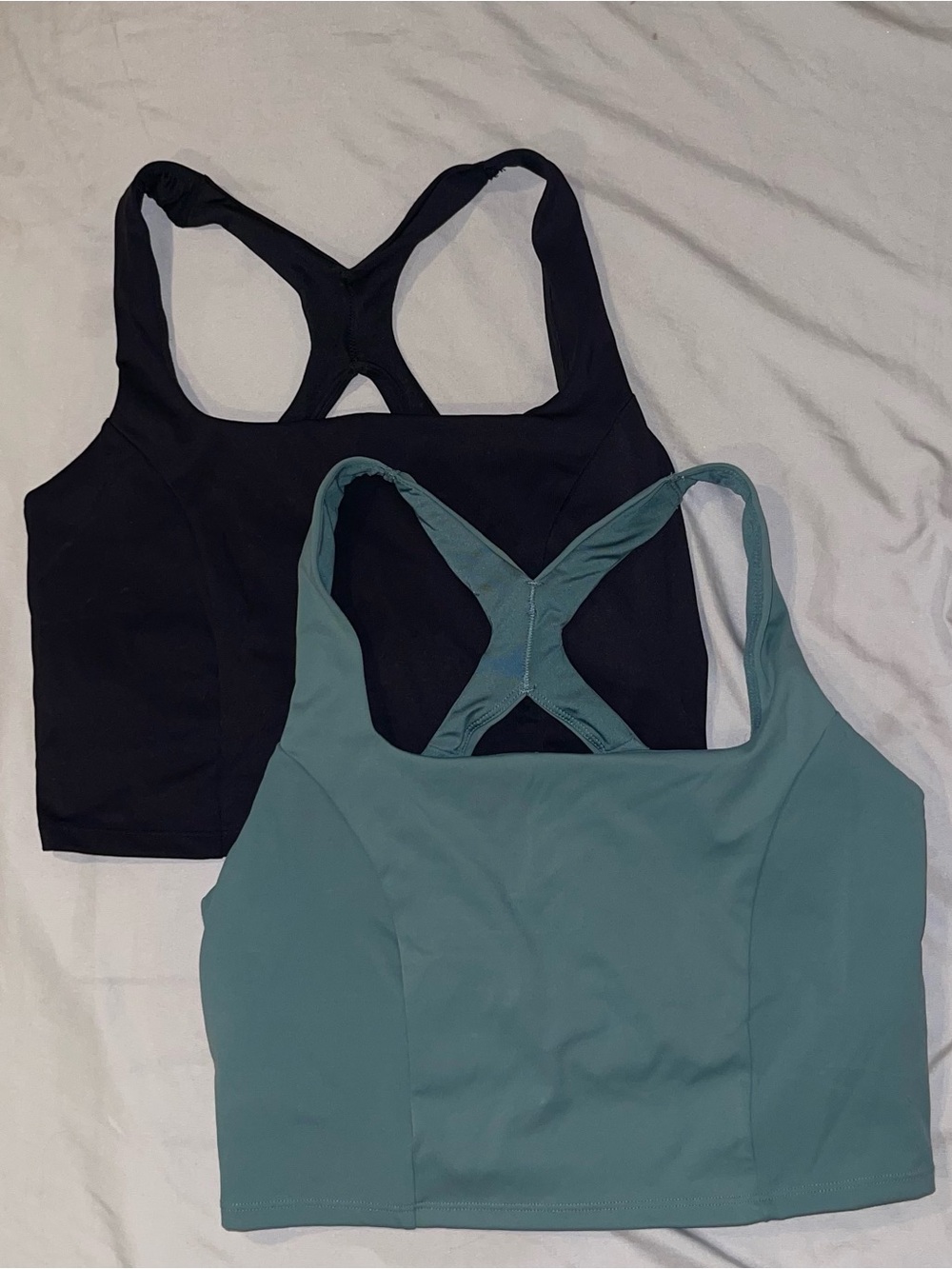 Avia Racerback Crop Tank Tops in Black and Teal